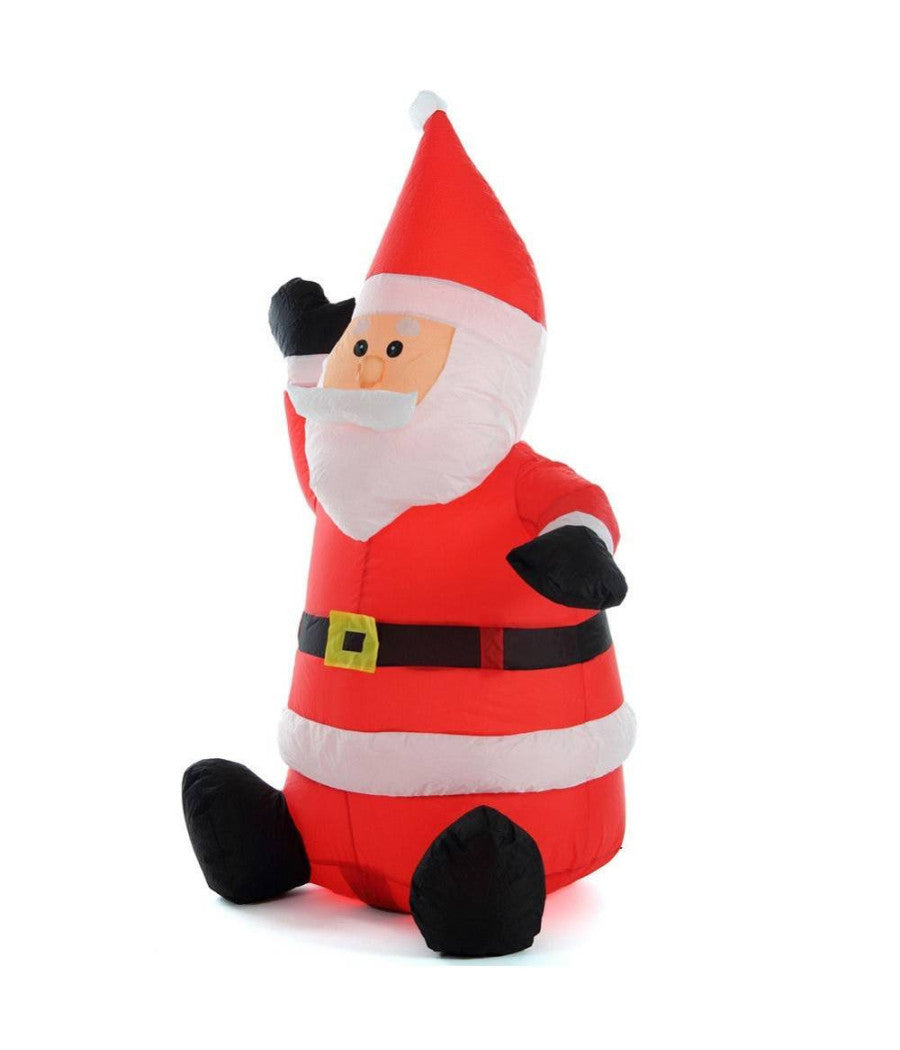 Gonfiabile Babbo Natale Seduto Con Illuminazione Led Altezza 120 Cm Per Esterno         