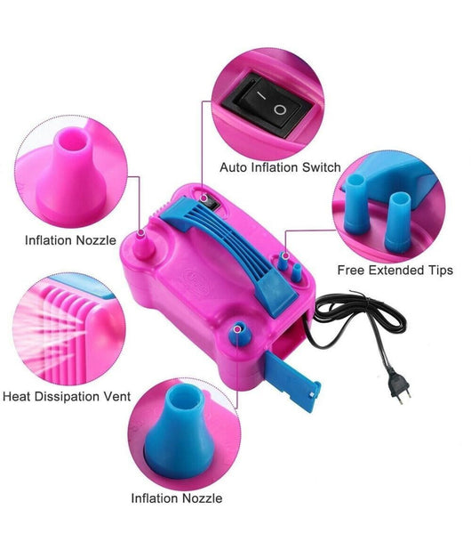 Gonfiatore Elettrico Gonfia Palloncini Pompa 600 W 4 Beccucci Per Party Feste         