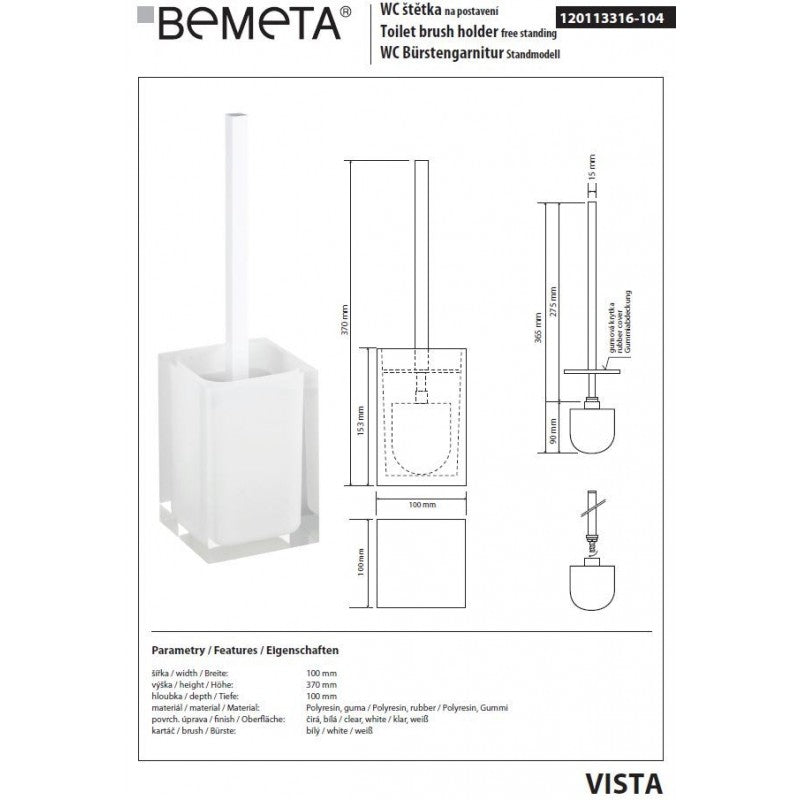 Scopino da appoggio VISTA in resina bianca 37 x10 x10 cm