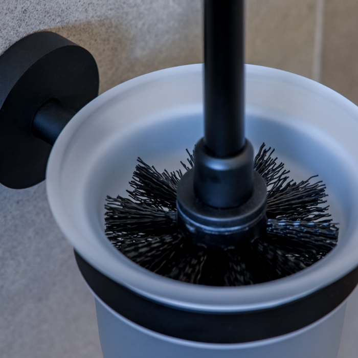 Scopino WC a muro DARK in ottone nero e vetro 37x14x9,5cm