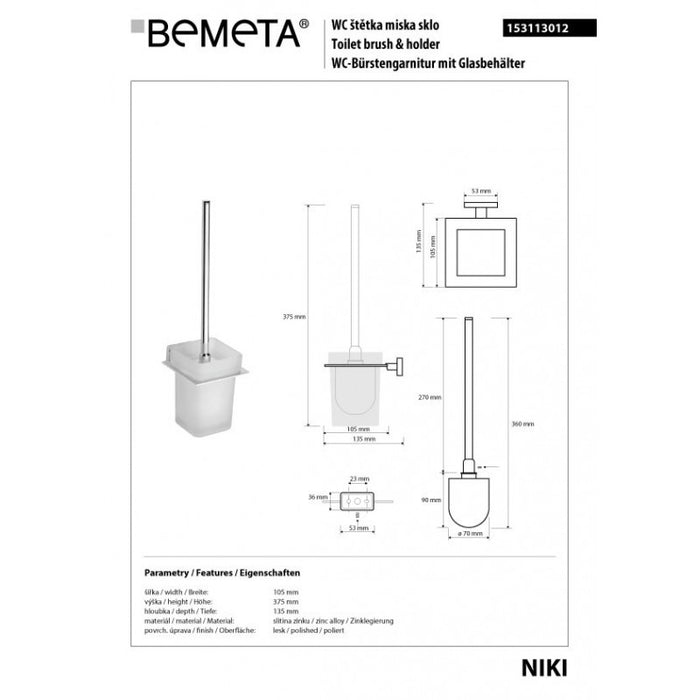 Scopino da parete NIKI in vetro e zinco 37,5 x13,5 x10,5 cm