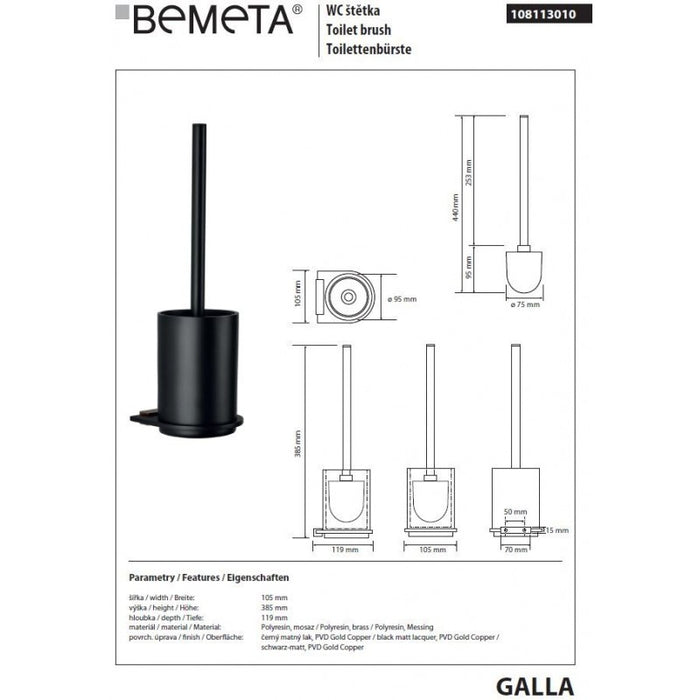 Scopino da parete GALLA in ottone nero e oro 38,5 x11,9 x10,9 cm