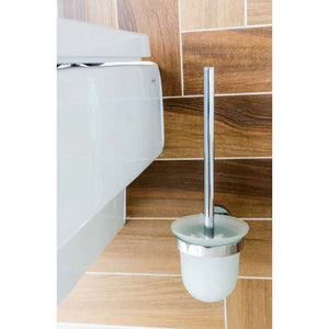 Scopino WC OMEGA in vetro spazzolato bianco 11x36x14cm