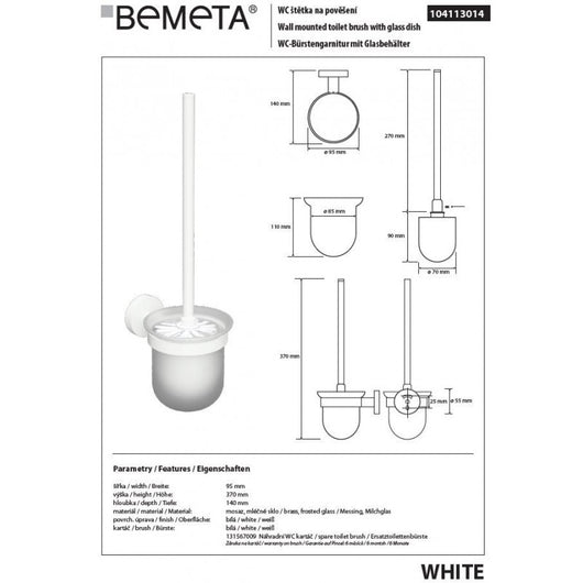 Scopino da parete WHITE in ottone bianco e vetro
