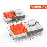 Scolapiatti in acciaio inox e PP allungabile con portaposate estraibile portabicchieri scarico automatico 20_0006630