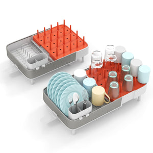 Scolapiatti in acciaio inox e PP allungabile con portaposate estraibile portabicchieri scarico automatico 20_0006630