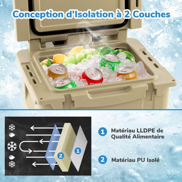 Borsa frigo 43 litri con ruote fuoristrada impermeabili e maniglia regolabile per caffè da campeggio su ruote per cucina bianco 20_0006885