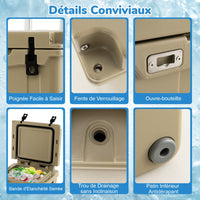 Borsa frigo 43 litri con ruote fuoristrada impermeabili e maniglia regolabile per caffè da campeggio su ruote per cucina bianco 20_0006885