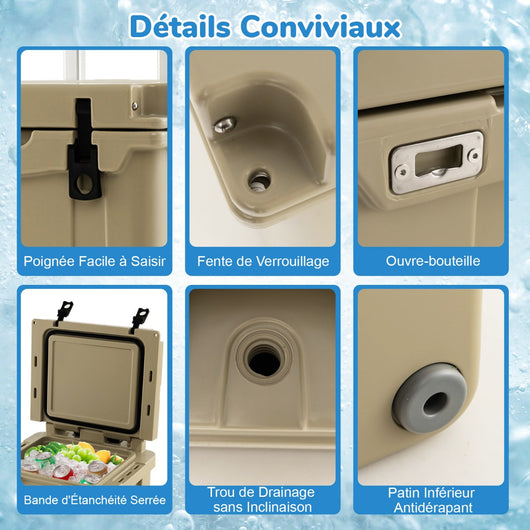 Borsa frigo 43 litri con ruote fuoristrada impermeabili e maniglia regolabile per caffè da campeggio su ruote per cucina bianco 20_0006885