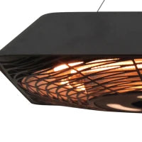 Lampada Riscaldante per Esterni con Luce, Potenza 800W/1200W/2000W e Telecomando, 45x45x10cm, Nero