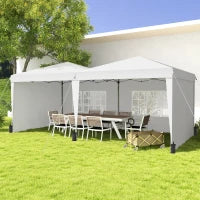 Tenda da Ricezione, Gazebo Pieghevole 6x3m con Pareti Laterali, Altezza Regolabile con Borsa da Trasporto con Ruote, Bianco