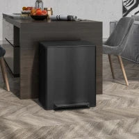 Cestino della Spazzatura con Scomparti, Coperchio con Chiusura Ammortizzata, Antigraffio, Acciaio Inossidabile, Nero