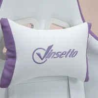 Sedia da Gaming con Altezza Regolabile e Schienale Reclinabile, 65x65x121-129 cm, Bianco e Viola