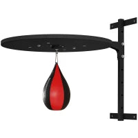 Punching Ball a Muro con Speed Bag Girevole a 360° e Regolabile su 7 Altezze, Nero e Rosso