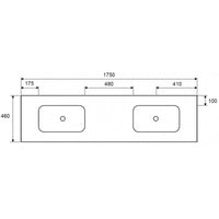 SPACE lavabo doppio grande senza foro in solid surface 175x46x16 cm