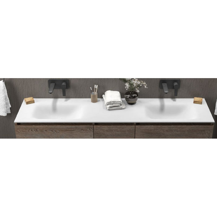 SPACE lavabo doppio grande senza foro in solid surface 175x46x16 cm