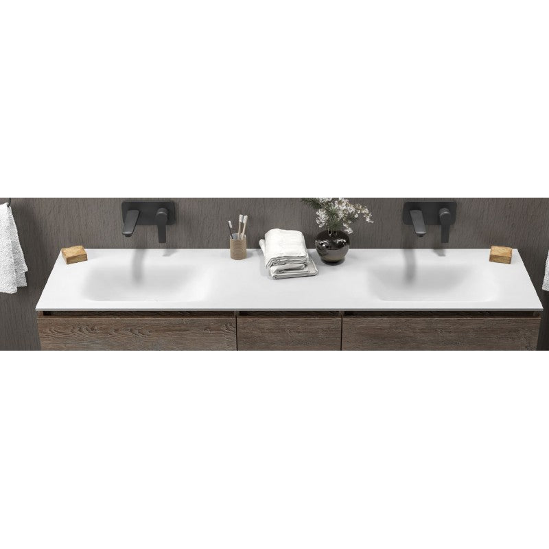 SPACE lavabo doppio grande senza foro in solid surface 175x46x16 cm
