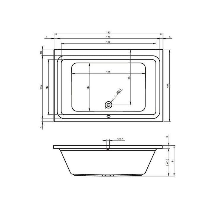 RIHO CASTELLO vasca da bagno duo in acrilico 180x120 cm