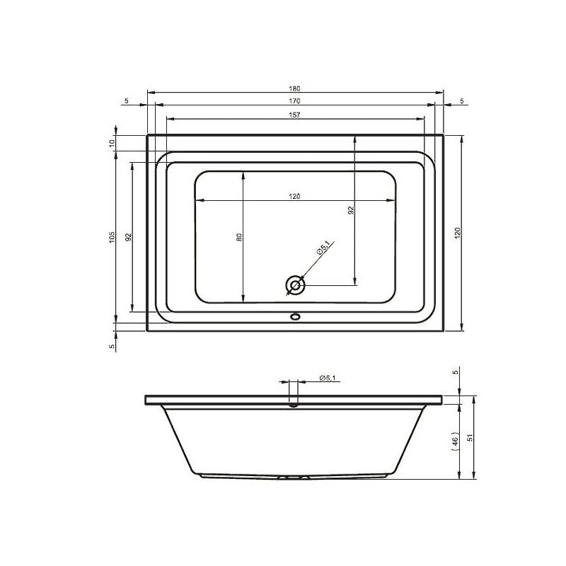 RIHO CASTELLO vasca da bagno duo in acrilico 180x120 cm