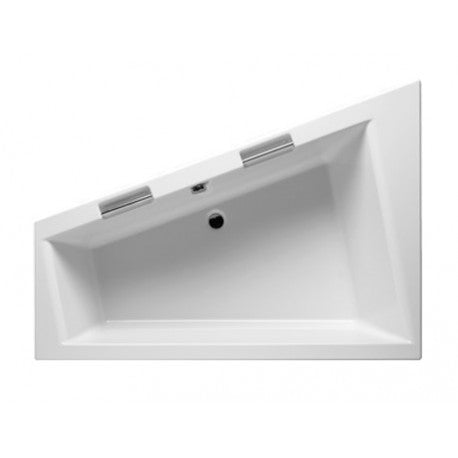 Grande vasca da bagno angolare destra in acrilico RIHO DOPPIO 180x130 cm con 2 maniglie integrate