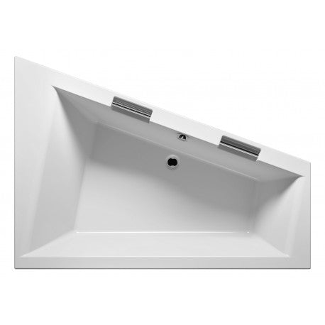 Vasca da bagno angolare in acrilico grande RIHO DOPPIO 180x130 cm in acrilico con 2 maniglie integrate