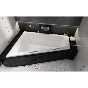 Grande vasca da bagno angolare destra in acrilico RIHO DOPPIO 180x130 cm con 2 maniglie integrate