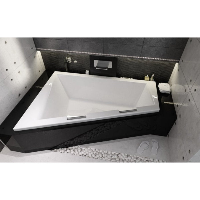 Grande vasca da bagno angolare destra in acrilico RIHO DOPPIO 180x130 cm con 2 maniglie integrate