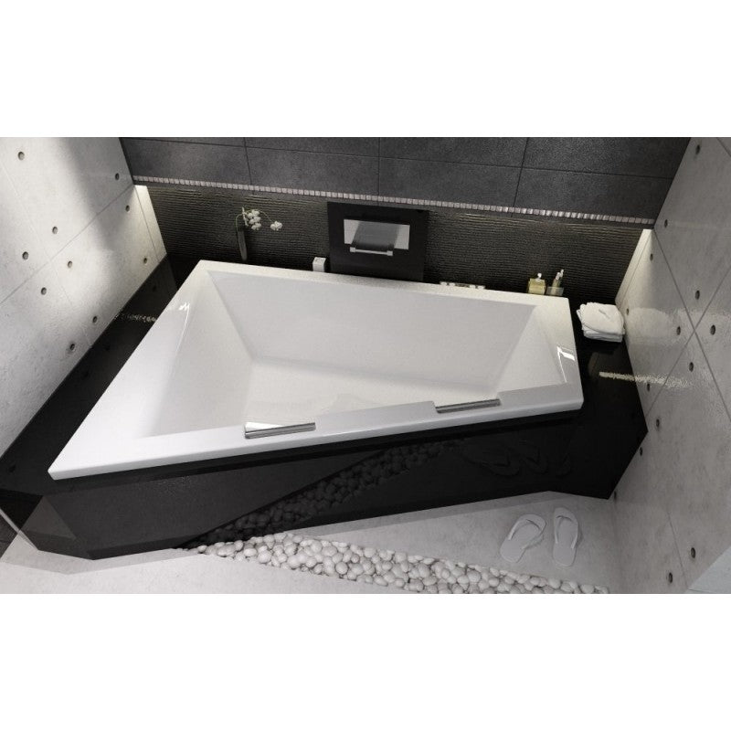 Grande vasca da bagno angolare destra in acrilico RIHO DOPPIO 180x130 cm con 2 maniglie integrate