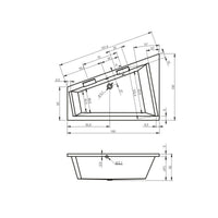 Grande vasca da bagno angolare destra in acrilico RIHO DOPPIO 180x130 cm con 2 maniglie integrate