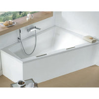 Vasca da bagno angolare in acrilico grande RIHO DOPPIO 180x130 cm in acrilico con 2 maniglie integrate