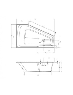 Vasca da bagno angolare grande in acrilico RIHO RETHINK SPACE L 180x110 cm
