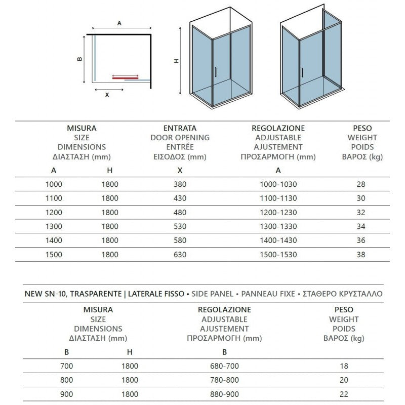 Cabina doccia quadrata grande NEW FLORA 500 120x120 x180 cm