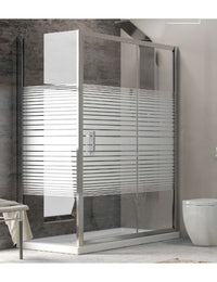 Parete doccia quadrata grande NEW FLORA 500 serigrafata 100x100 x180 cm