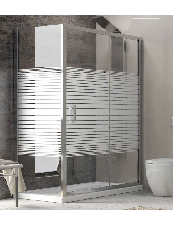 Parete doccia quadrata grande NEW FLORA 500 serigrafata 130x130 x180 cm