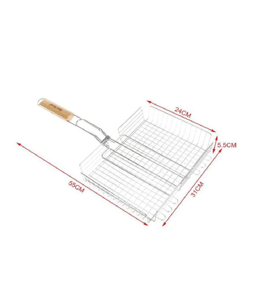 Graticola A Rete Per Grigliate 55x31x24xh5.5cm + Manico Griglia Barbecue 2406341         