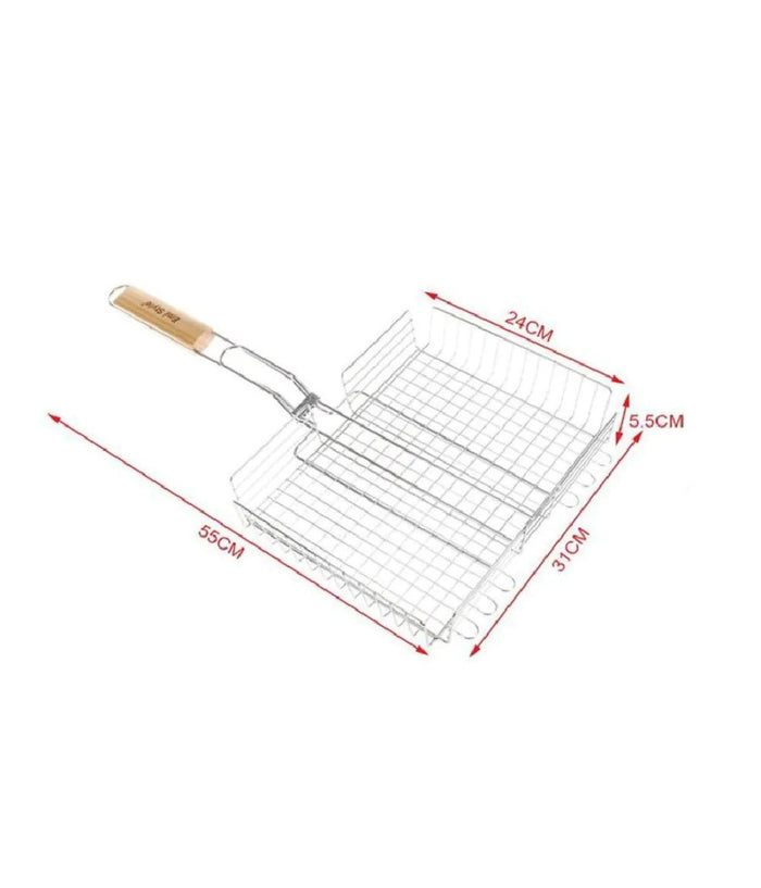 Graticola A Rete Per Grigliate 55x31x24xh5.5cm + Manico Griglia Barbecue 2406341         