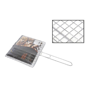 Graticola Griglia Barbecue Doppia In Ferro Grigliata Pesce Arrosto 21.5 X 19.5cm         