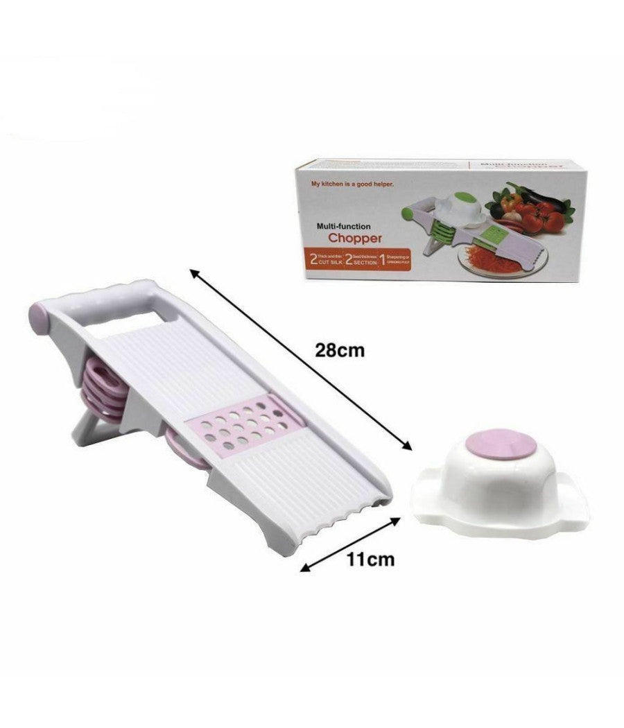 Grattugia Affettatrice Multiuso 5in1 Lame Mandolina Frutta Verdura Formaggi         