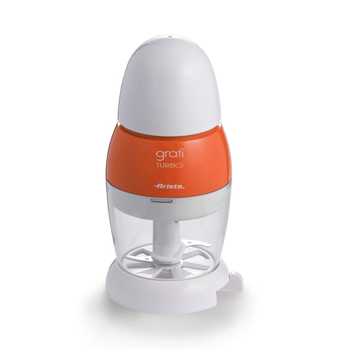 Grattugia elettrica con dosatore da tavola, lama acciaio inox, coperchio salvafreschezza - Arancione