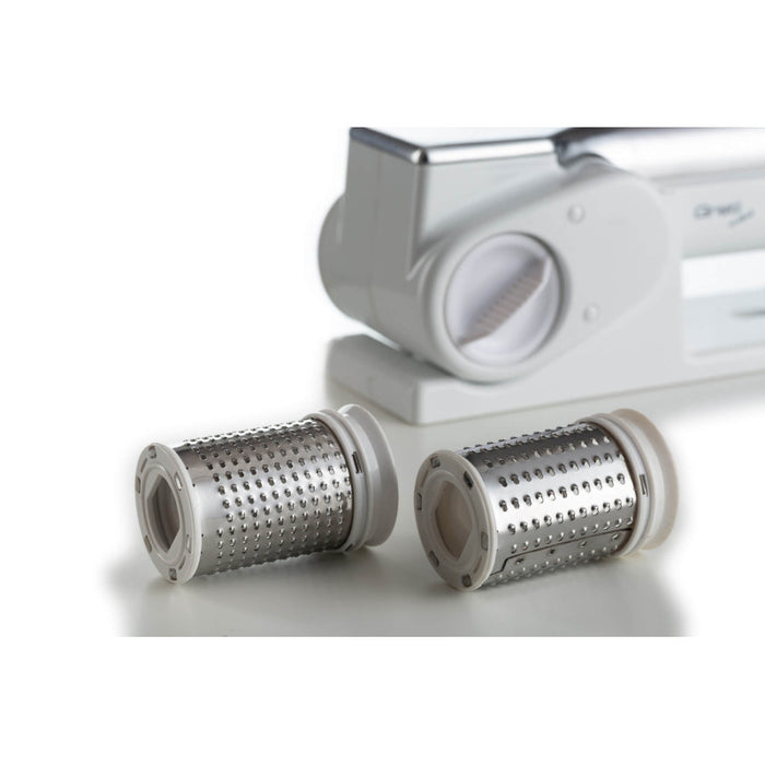 Grattugia elettrica senza filo - 2 rulli in Acciaio Inox - Bianco e Argento