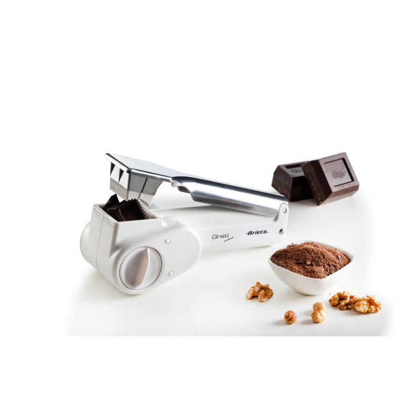 Grattugia elettrica senza filo - 2 rulli in Acciaio Inox - Bianco e Argento