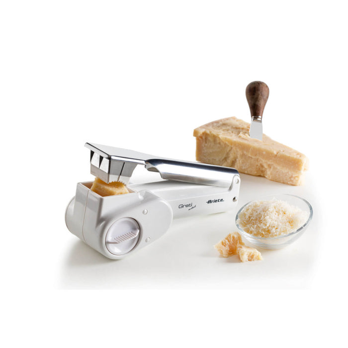 Grattugia elettrica senza filo - 2 rulli in Acciaio Inox - Bianco e Argento