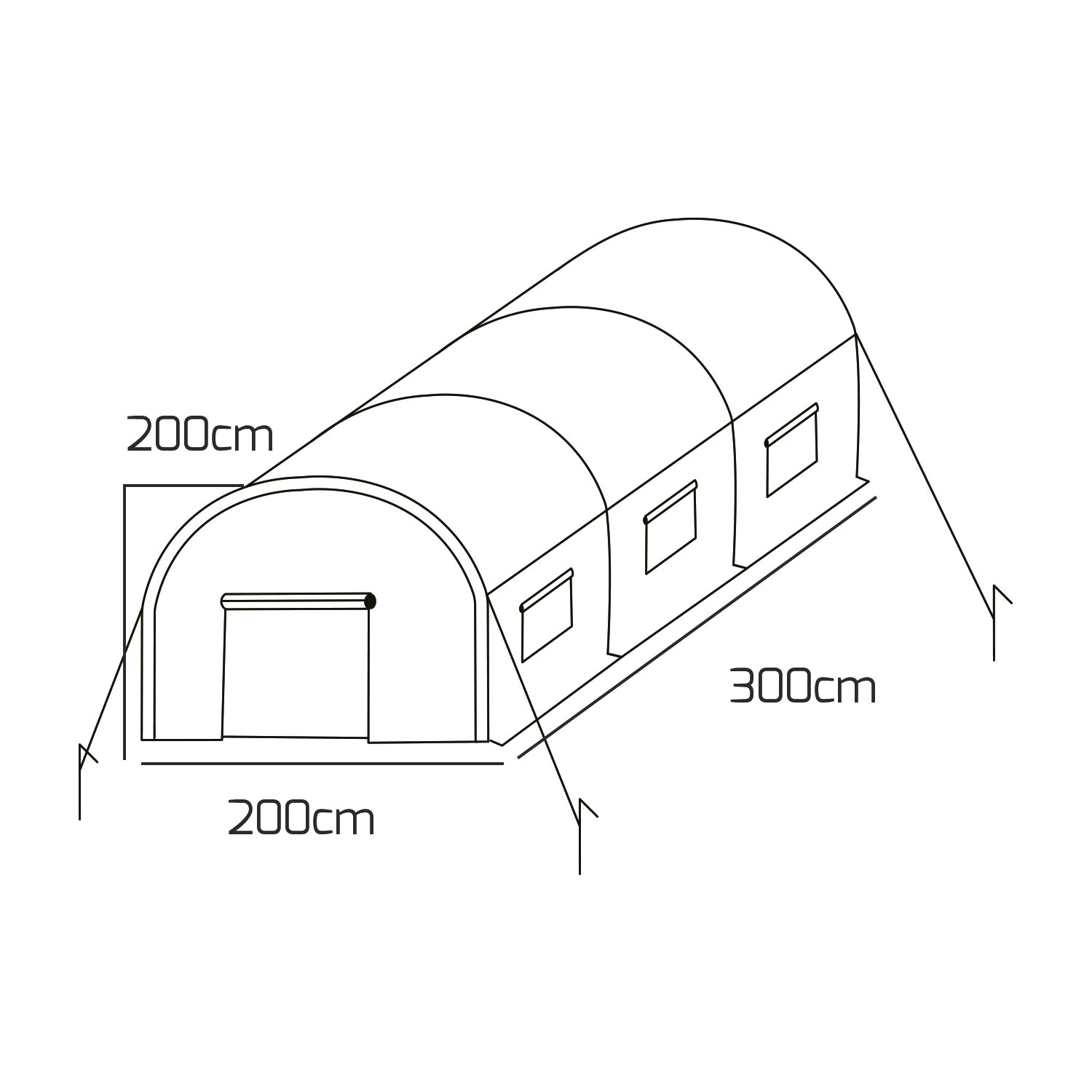 Serra da coltivazione 2x3 M serra da giardino con struttura a tunnel in acciaio zincato e copertura in PE retinato. Greenhouse da 6mq 200x300x190cm