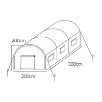 Serra da coltivazione 2x3 M serra da giardino con struttura a tunnel in acciaio zincato e copertura in PE retinato. Greenhouse da 6mq 200x300x190cm