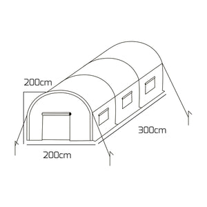 Serra da coltivazione 2x3 M serra da giardino con struttura a tunnel in acciaio zincato e copertura in PE retinato. Greenhouse da 6mq 200x300x190cm