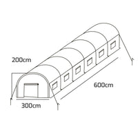 Serra da coltivazione 3x6 M serra da giardino con struttura a tunnel in acciaio zincato e copertura in PE retinato. Greenhouse da 18mq 300x600x190cm