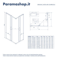 Box doccia angolare 80x100 cm serigrafato 4 mm profili bianchi | Grenada