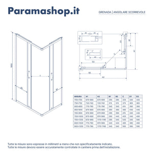 Box doccia angolare 75x75 cm trasparente 4 mm profili bianchi | Grenada