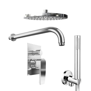 Set doccia cromato - Miscelatore incasso 2 vie Greta, braccio 30cm, soffione 20cm e doccino