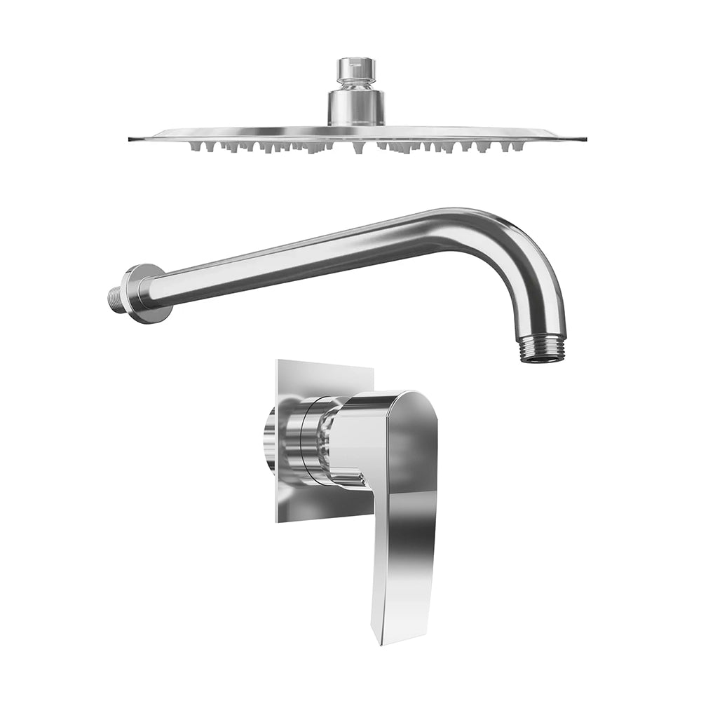 Set doccia cromato - Miscelatore incasso Greta con braccio e soffione slim 20 cm